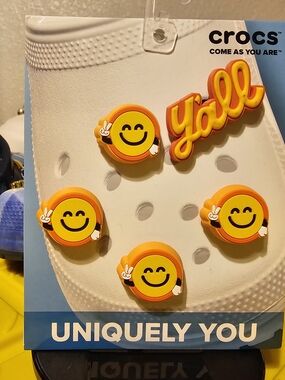 Yellow Smiley Face & "Y'all" Authentic Crocs Jibbitz